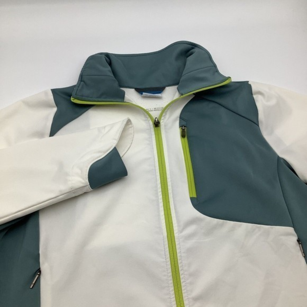 Columbia Omni-Shield Womens Long Sleeve Full Zip Jacket White Teal Size XL